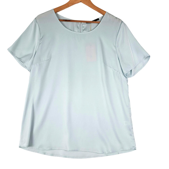 thumbnail image 2 of Quince Top Womens Xl Blue Silk Stretch Short Sleeves Scoop Neck Keyhole Back New 65d4b98dd6ab5d251d162bf8 2 of 14